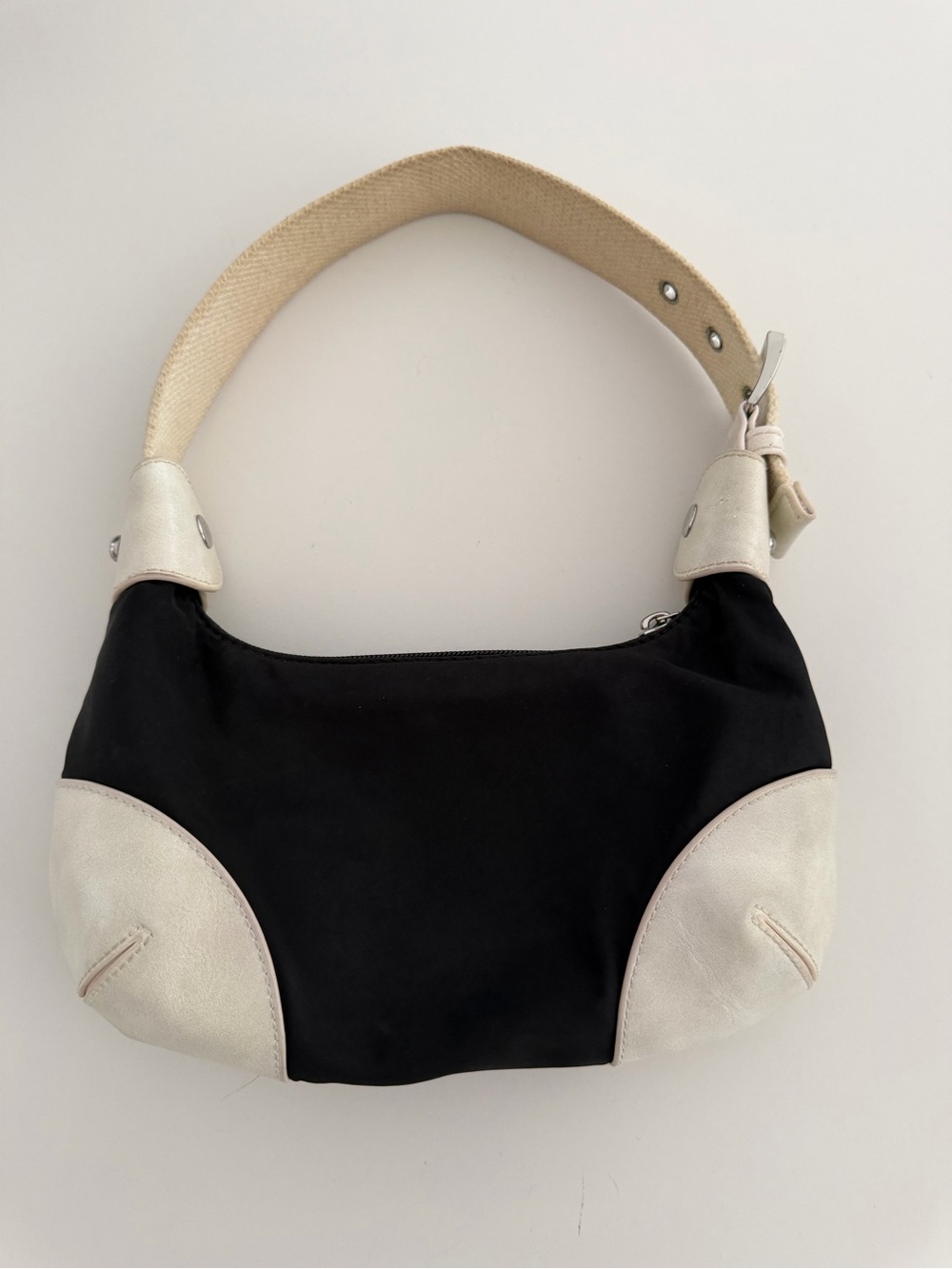 Brandy Melville Black and Cream Shoulder Bag